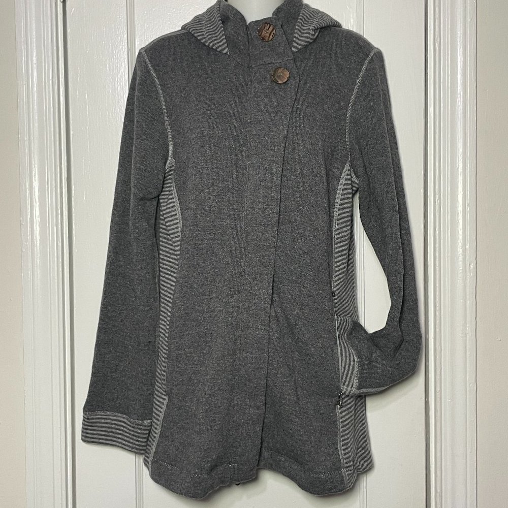 prAna - Grey Breathe Kari Zip Front Hooded Jacket Coat - Picture 3 of 13